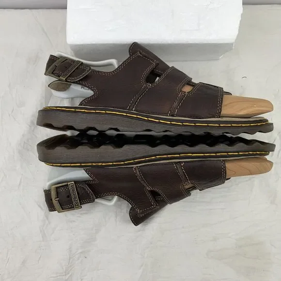 Dr. Martens Men Sz 11 Vtg Y2K Brown AirWare Chunky Fisherman Leather Sandals EUC - Picture 8 of 12